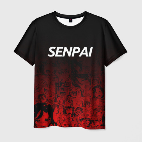 Мужская футболка с принтом Senpai, вид спереди №1