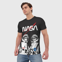 Мужская футболка 3D NASA cats austronaut - фото 2