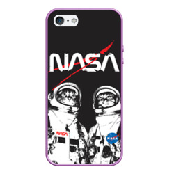 Чехол для iPhone 5/5S матовый NASA cats austronaut