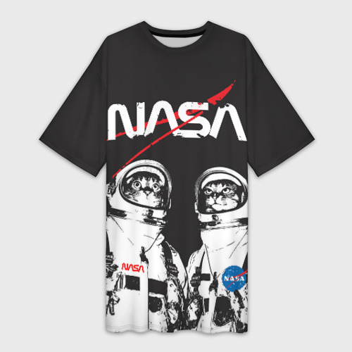 Платье-футболка 3D NASA cats austronaut, цвет 3D печать