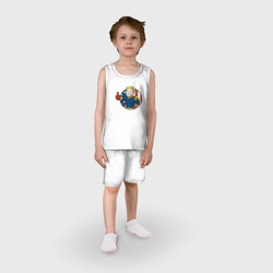 Пижама с принтом Fallout Pip-Boy Пип-бой Фоллаут для ребенка, вид на модели спереди №2. Цвет основы: белый