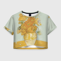 Женская футболка Crop-top 3D Подсолнухи