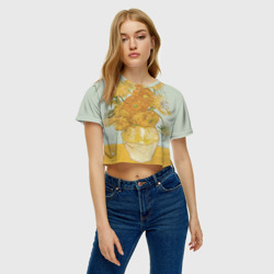 Женская футболка Crop-top 3D Подсолнухи - фото 2