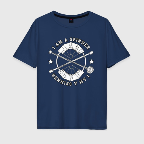 Мужская футболка хлопок Oversize Fire spinner, цвет темно-синий