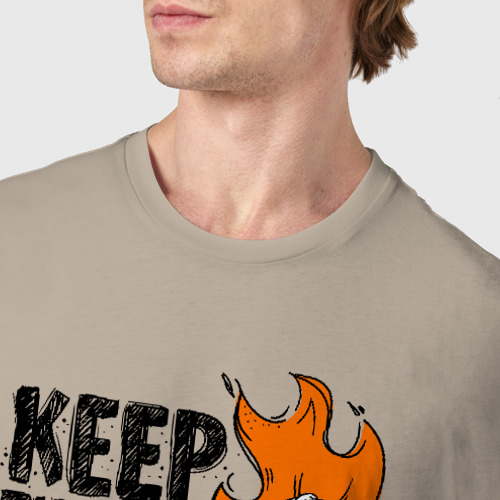 Мужская футболка хлопок Keep The Fire, цвет миндальный - фото 6