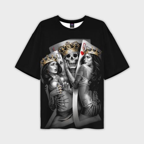 Мужская футболка oversize 3D Король-череп с девушками королевами, цвет 3D печать