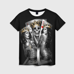 Женская футболка 3D Король-череп с девушками королевами