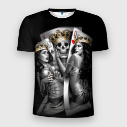 Мужская футболка 3D Slim Король-череп с девушками королевами