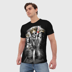 Мужская футболка 3D Король-череп с девушками королевами - фото 2
