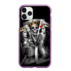 Чехол для iPhone 11 Pro Max матовый Король-череп с девушками королевами