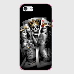 Чехол для iPhone 5/5S матовый Король-череп с девушками королевами