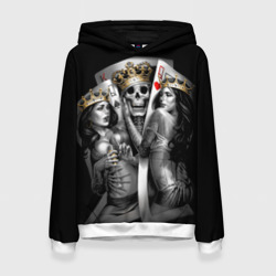 Женская толстовка 3D Король-череп с девушками королевами