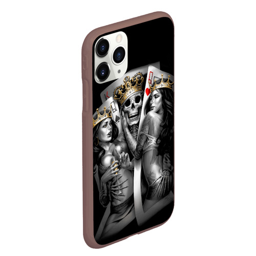 Чехол для iPhone 11 Pro Max матовый Король-череп с девушками королевами, цвет коричневый - фото 3