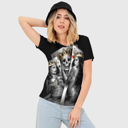 Женская футболка 3D Slim Король-череп с девушками королевами - фото 2
