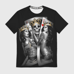 Мужская футболка 3D Король-череп с девушками королевами