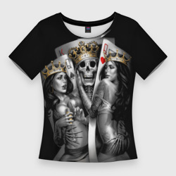 Женская футболка 3D Slim Король-череп с девушками королевами