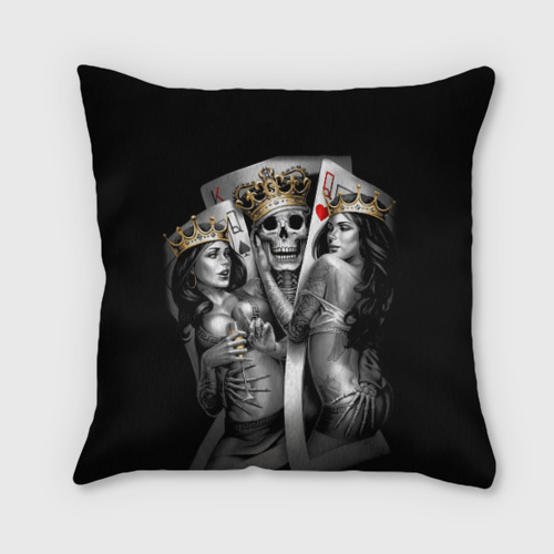 Подушка 3D Король-череп с девушками королевами