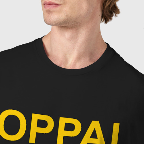 Мужская футболка хлопок Оппай желтый, цвет черный - фото 6