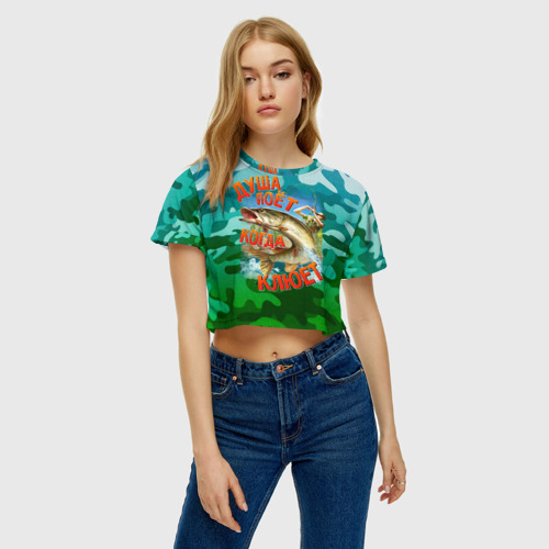 Женская футболка Crop-top 3D Душа поёт, цвет 3D печать - фото 3