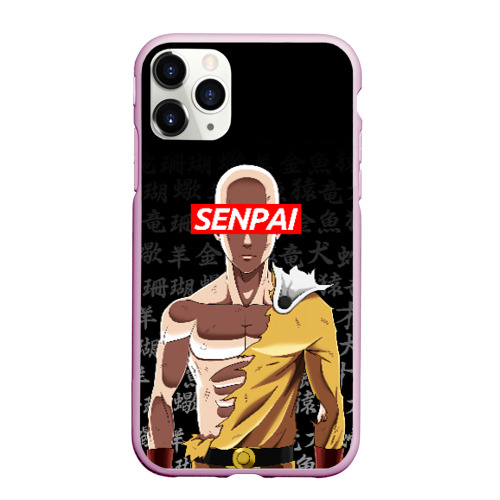 Чехол для iPhone 11 Pro Max матовый SENPAI ONE PUNCH MAN, цвет розовый