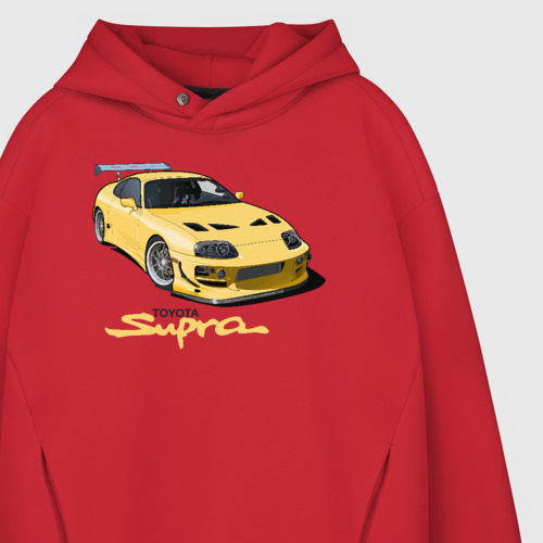 Мужское худи Oversize хлопок Toyota Supra, цвет красный - фото 4