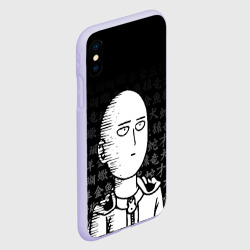 Чехол для iPhone XS Max матовый Сайтама паттерн иероглифы - фото 2