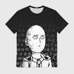 Мужская футболка 3D Сайтама паттерн иероглифы