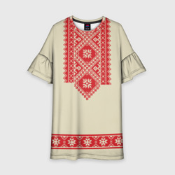 Рубаха славянская вышиванка бежевая – Детское платье 3D с принтом купить