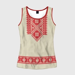 Женская майка 3D Рубаха славянская вышиванка бежевая