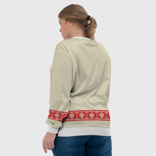 Женский свитшот 3D Рубаха славянская вышиванка бежевая, цвет 3D печать - фото 7