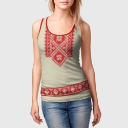 Женская майка 3D Рубаха славянская вышиванка бежевая - фото 2