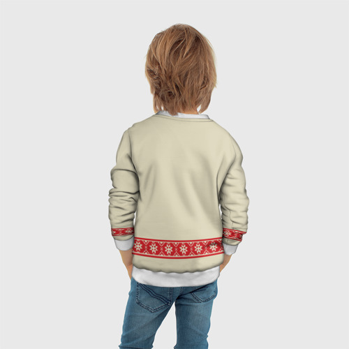 Детский свитшот 3D Рубаха славянская вышиванка бежевая, цвет 3D печать - фото 6