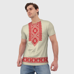 Мужская футболка 3D Рубаха славянская вышиванка бежевая - фото 2