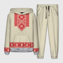 Женский костюм с толстовкой 3D Рубаха славянская вышиванка бежевая