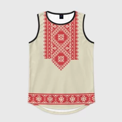 Мужская спортивная майка 3D Рубаха славянская вышиванка бежевая