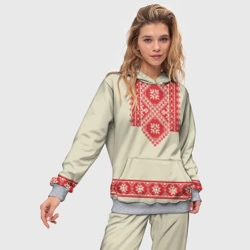 Женский костюм с толстовкой 3D Рубаха славянская вышиванка бежевая - фото 2