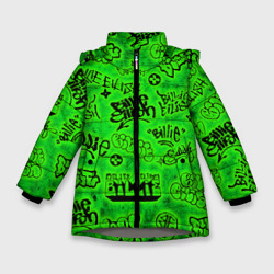 Зимняя куртка для девочек 3D Billie Eilish Graffiti glow