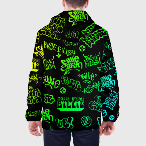 Мужская куртка 3D с принтом Billie Eilish Graffiti gradien, вид сзади #2