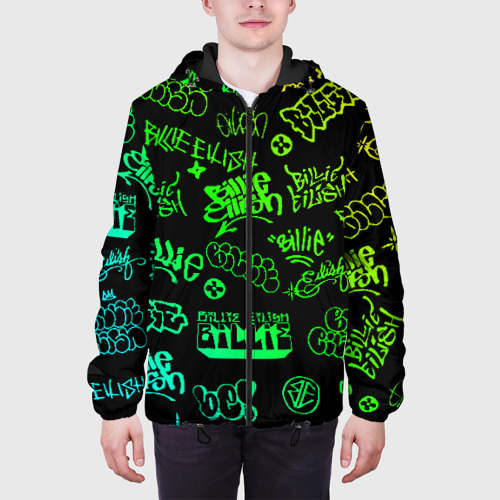 Мужская куртка 3D с принтом Billie Eilish Graffiti gradien, вид сбоку #3