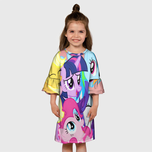 Детское платье 3D с принтом МАЛЕНЬКИЕ ПОНИ, вид сбоку #3
