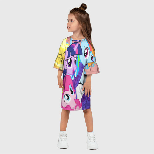 Детское платье 3D с принтом МАЛЕНЬКИЕ ПОНИ, фото на моделе #1