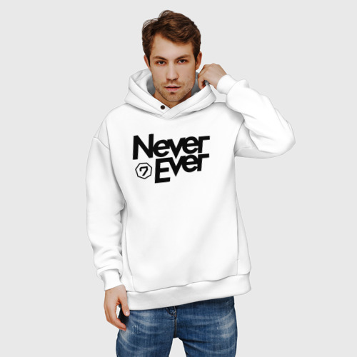 Мужское худи Oversize хлопок Never Ever Got7, цвет белый - фото 3