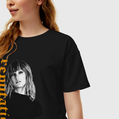 Женская футболка хлопок Oversize Taylor Swift, цвет черный - фото 3