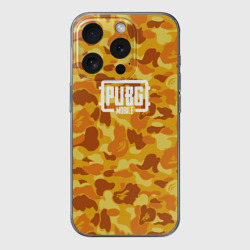 Чехол для iPhone 15 Pro Max силиконовый с защитой камеры PUBG токсичный камуфляж