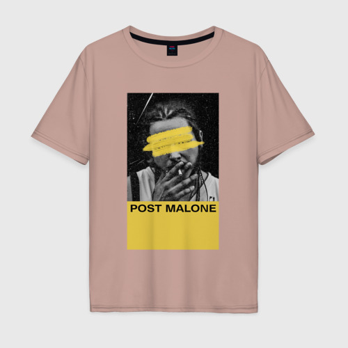 Мужская футболка хлопок Oversize с принтом Post Malone, вид спереди #2
