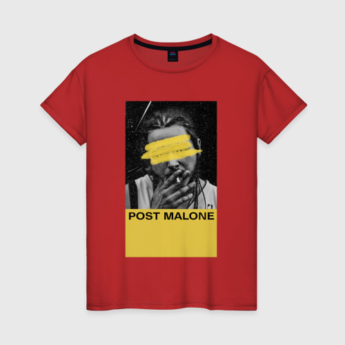 Женская футболка хлопок с принтом Post Malone, вид спереди #2