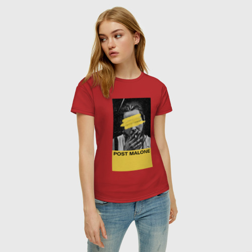 Женская футболка хлопок с принтом Post Malone, фото на моделе #1