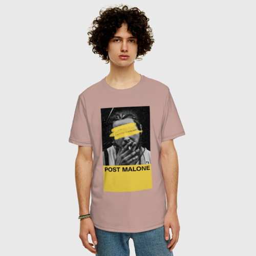 Мужская футболка хлопок Oversize с принтом Post Malone, фото на моделе #1