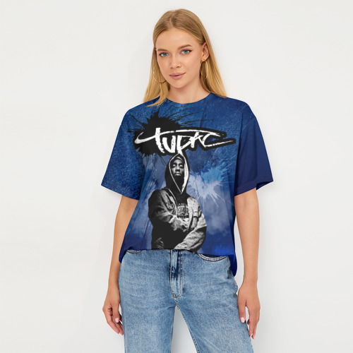 Женская футболка oversize 3D 2Pac, цвет 3D печать - фото 5