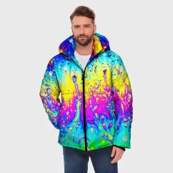 Мужская зимняя куртка 3D Кислотный стиль неона - фото 2